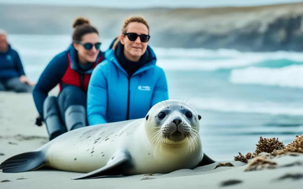 Robbenbegegnung am Strand
